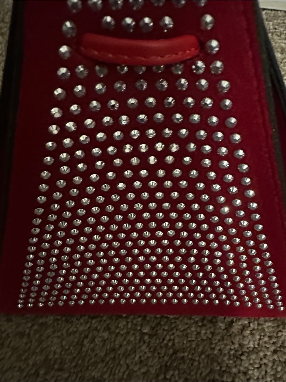 Red Pyramid Studded Drawstring Wristlet Handbag - Picture 5 of 9